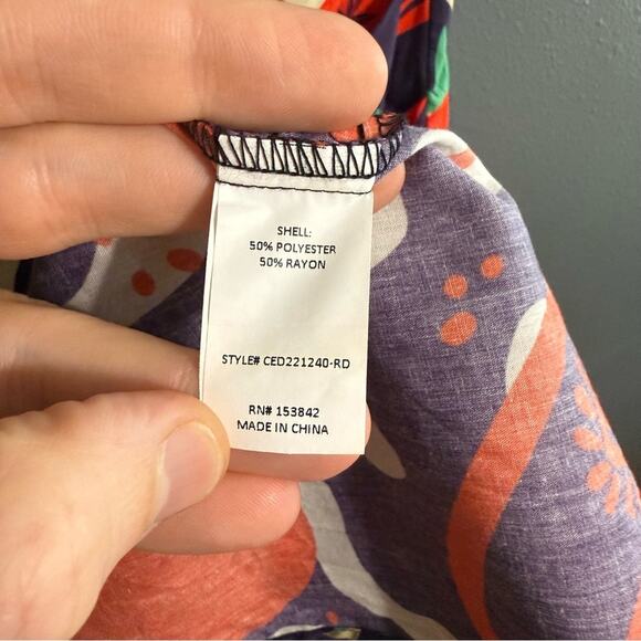 MELLODAY Puff Sleeve Poplin Faux Wrap Dress Size M - Picture 6 of 8